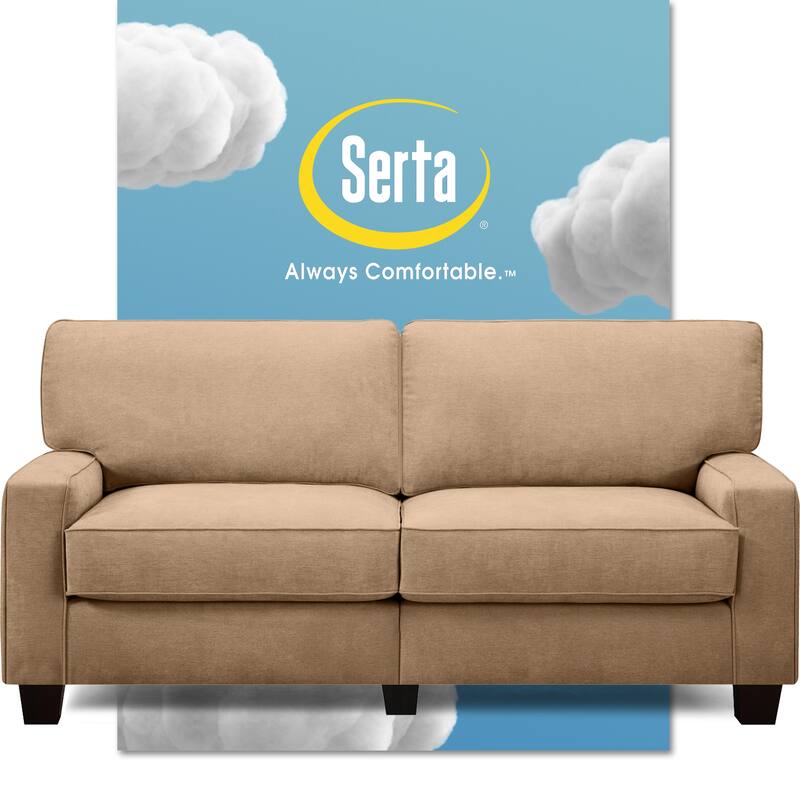 Serta Palisades Upholstered 73" Sofas for Living Room Modern Design Couch, Straight Arms, Soft Upholstery, Tool-Free Assembly - Sand Beige