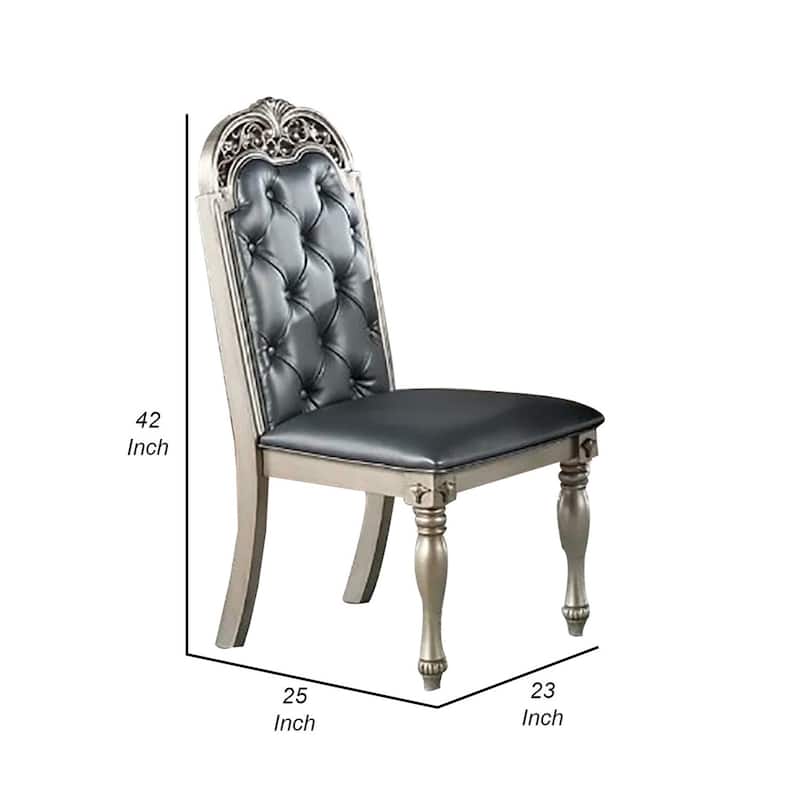 Champagne/Gray Faux Leather Upholstered Wood Frame Dining Chair, Set of 2, Sturdy Dining Chair for Dining Rooms - 21.75