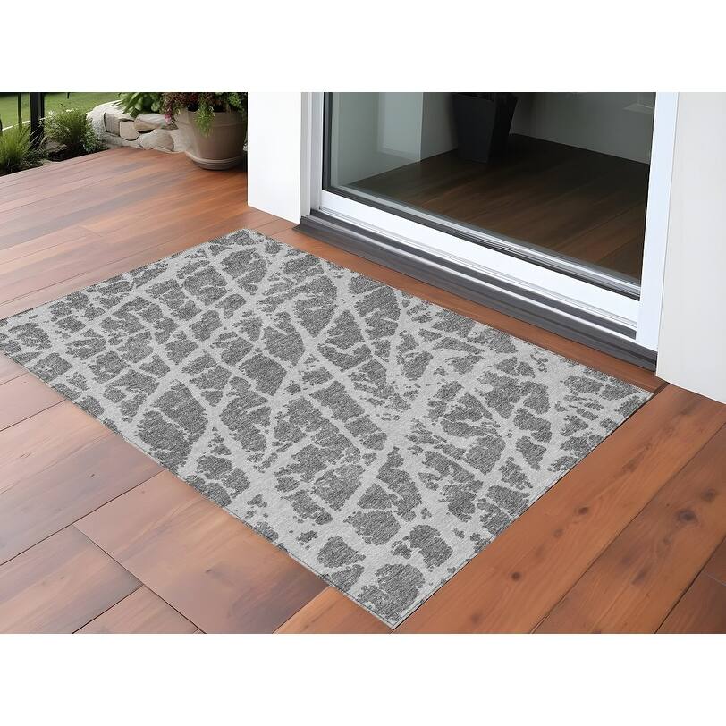 Alfi Contemporary Abstract Weather Resistant Blended Style Outdoor Rug