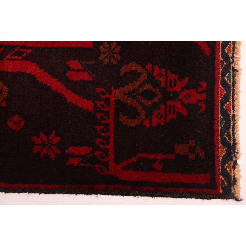 ECARPETGALLERY Hand-knotted Teimani Red Wool Rug - 3'11 x 7'2
