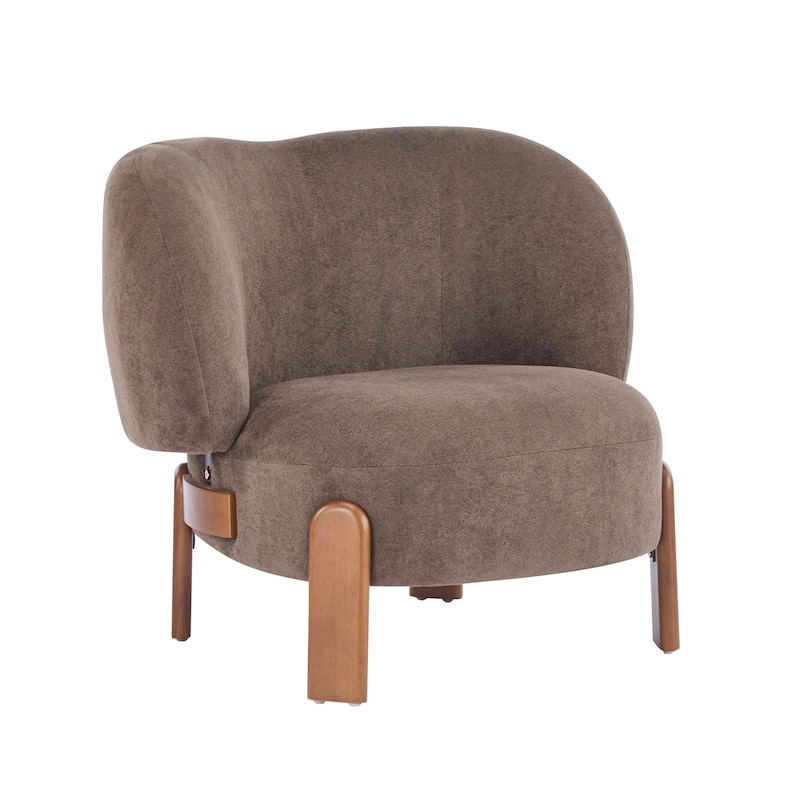 Dark Brown Side Chair Lounge Chair Leisure Chair Accent Chair with Wood Legs, Rustic Coffee Chair Corner Chair