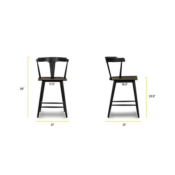 Poly & Bark Enzo 23.5" Seat Height Counter Stool - Solid Oak Wood