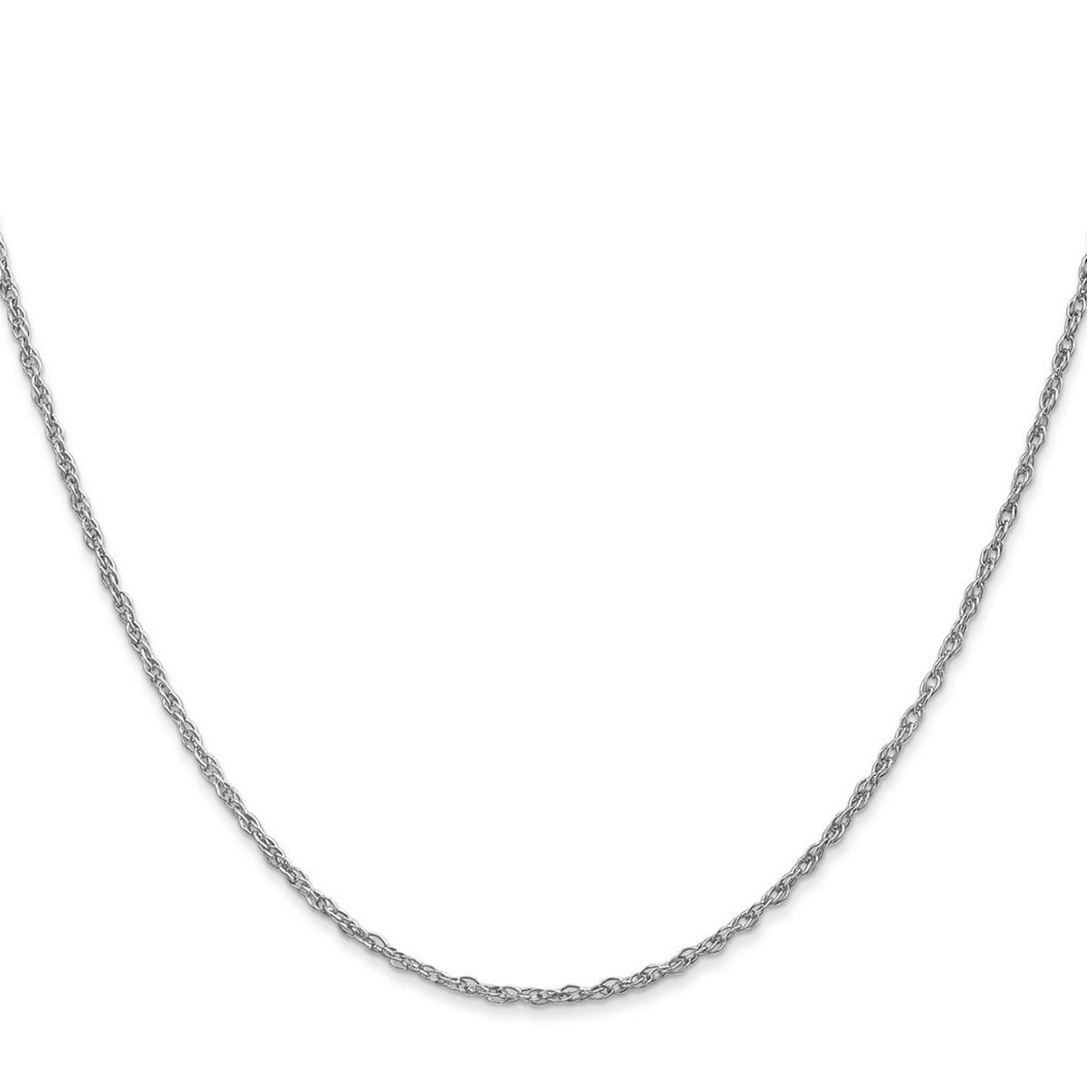 Curata 10k White Gold 1.3mm Heavy Baby Rope Chain Necklace
