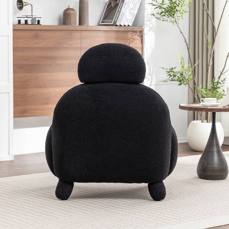 SEYNAR Modern Faux Sherpa Upolstered High Back Armless Accent Chair