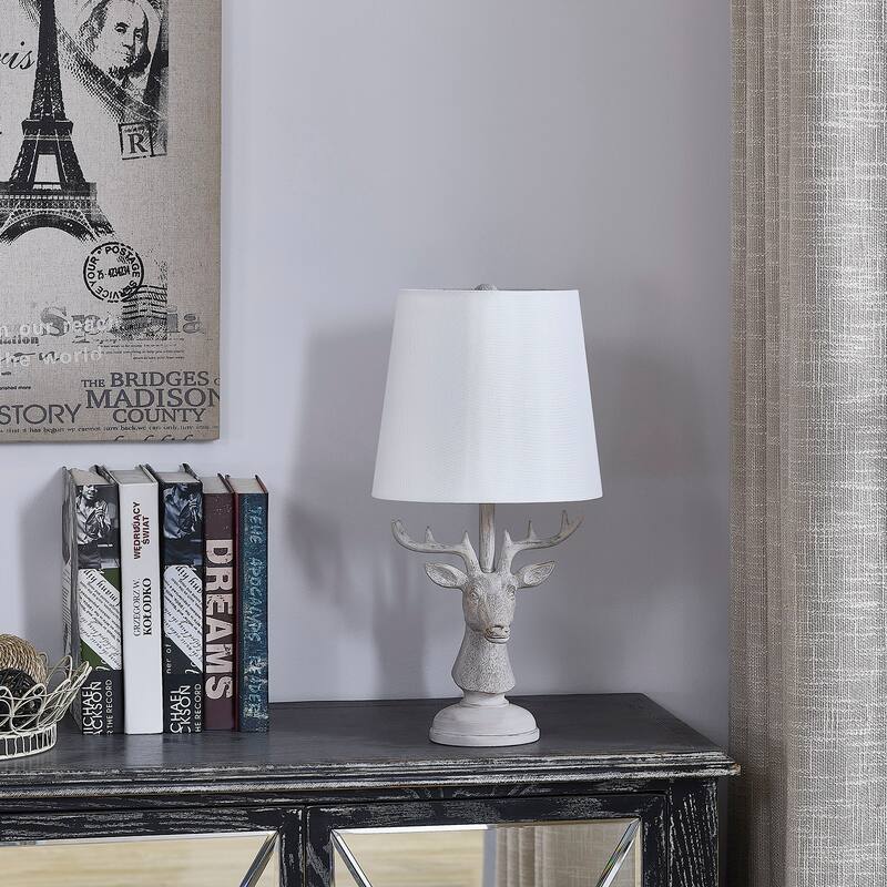 18"H Brown Resin Deer Table Lamp With Shade - 9" x 9" x 18"