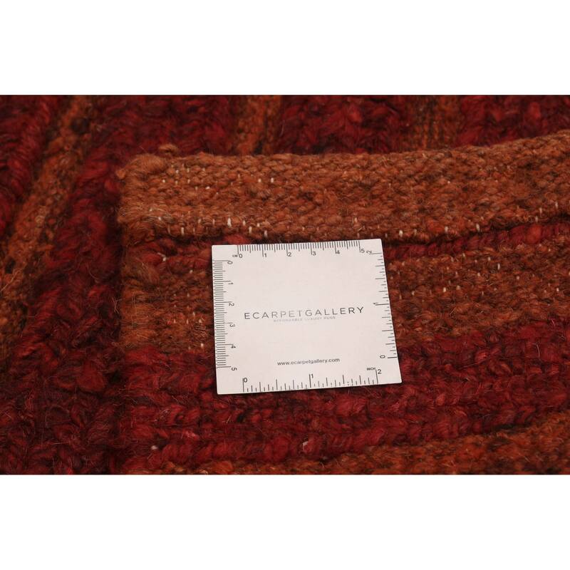ECARPETGALLERY Flat-Weave Natural Red Wool Tapestry Kilim - 6'7 x 6'4