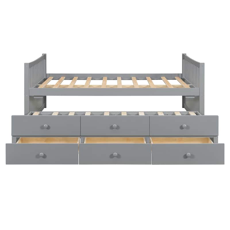 Full Daybed with Twin Trundle & 3-Drawer Storage by Harper&Bright Designs