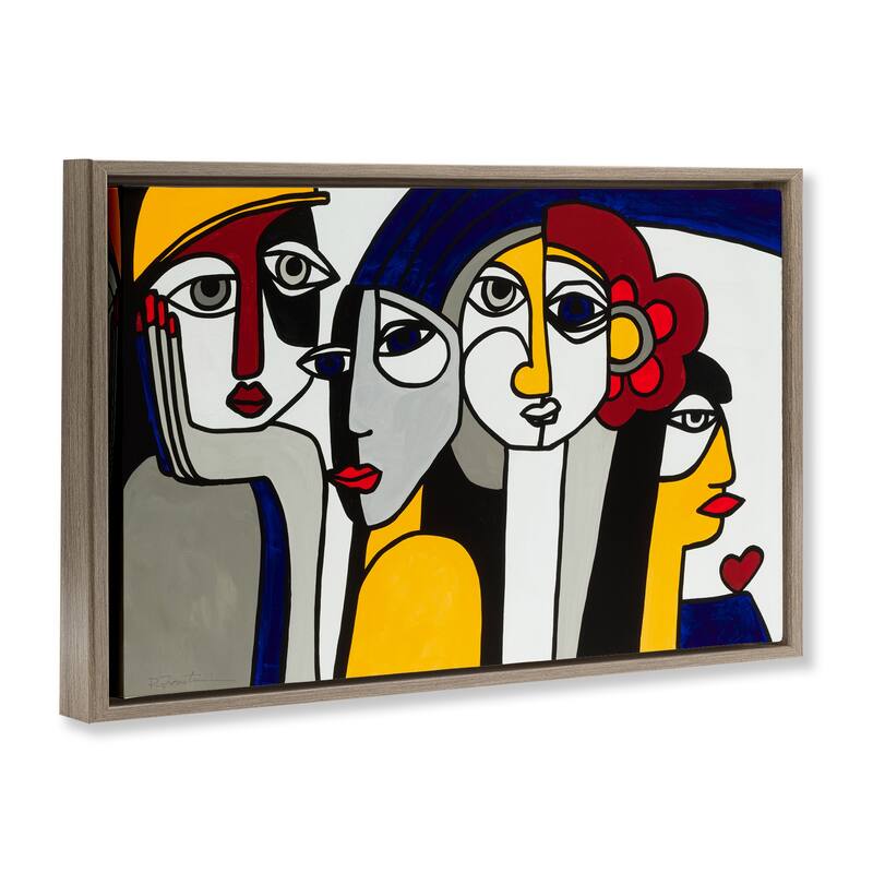 Stupell Primary Hues Faces Portrait Framed Floater Canvas Wall Art Design By Ruth Fromstein