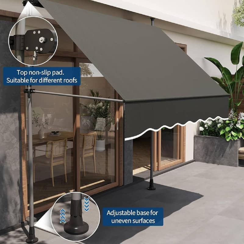 Outdoor Sunshade Shelter, Manual Patio Retractable Awning, UV Protection for Backyard Garden - N/A