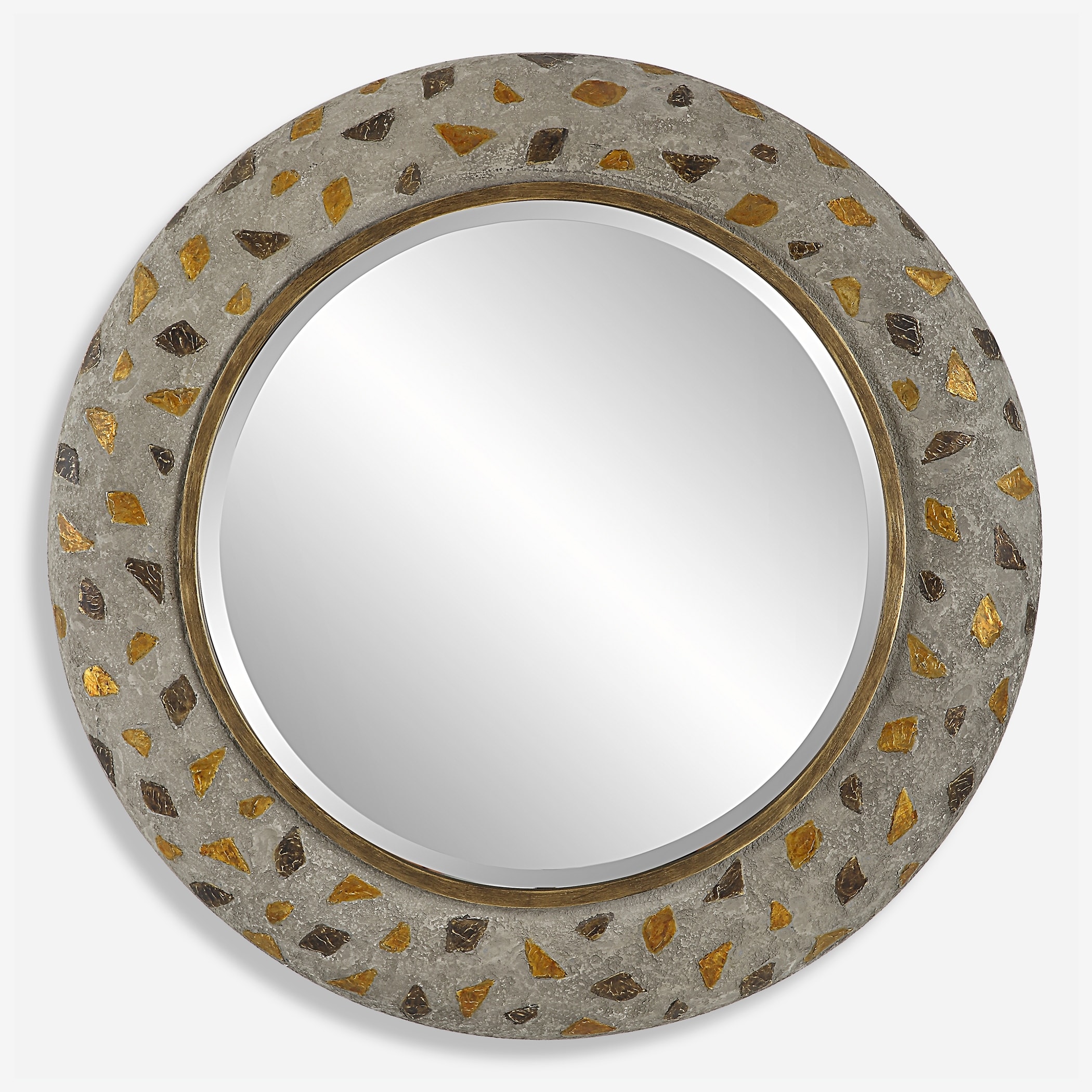 Uttermost Copper Terrazzo Round Mirror - 35"W x 35"H x 2.5"D
