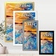 preview thumbnail 4 of 8, Designart "Orange Sunset Over Whirly Blue Waves" Nautical & Coastal Framed Art Print