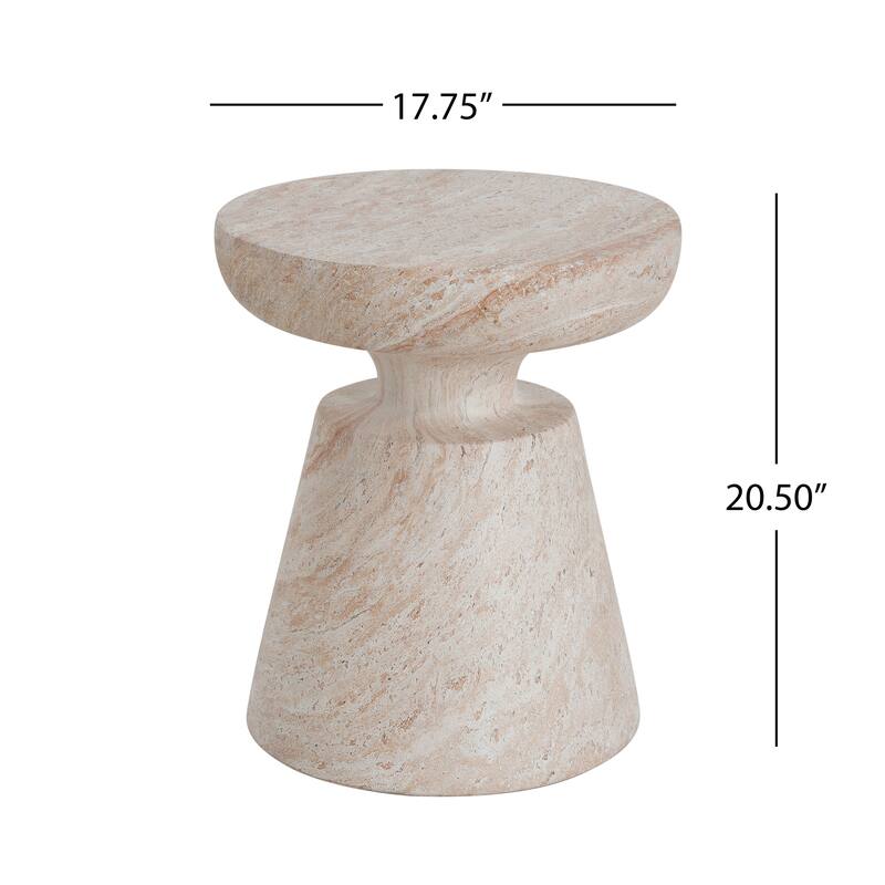 Outdoor Indoor Lightweight Concrete Side Table, Travertine Finish - 20.72