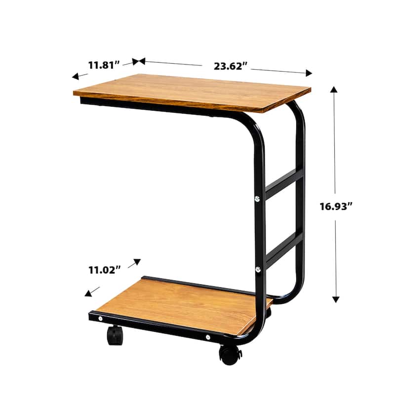 16.93" Side Desk with Wheels Roling Stand Table Small Snack Tables for Living Room, Bedroom