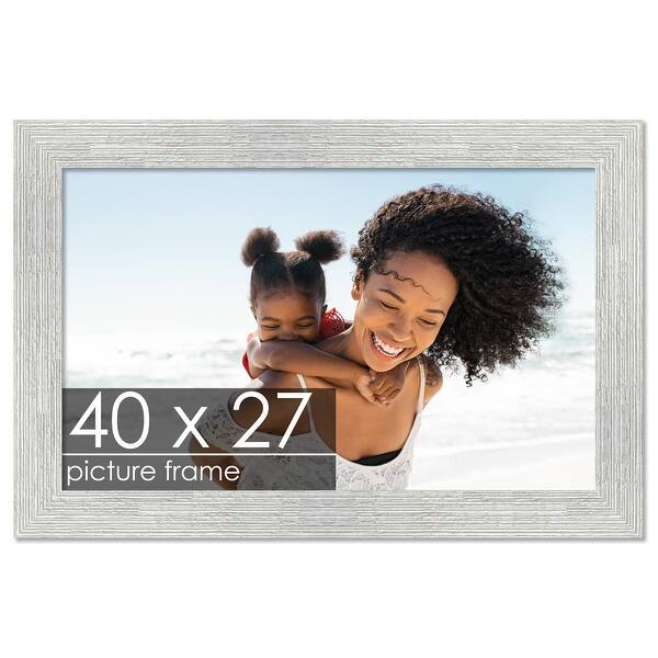40x27 Distressed/Aged White Washed Wood Picture Frame UV Acrylic