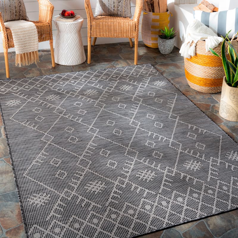 Artistic Weavers Ocalan Moroccan Tribal Outdoor Area Rug - 2'6" x 4' - Charcoal