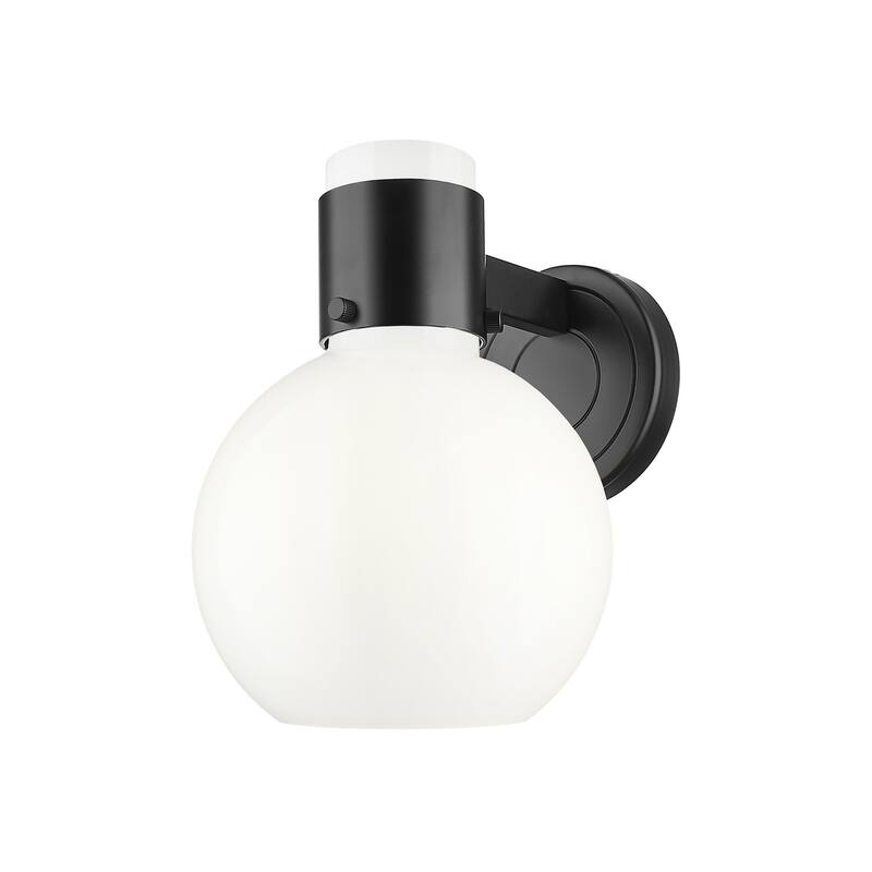Innovations Lighting 464-1W-9-7 Lawton Sphere Sconce Lawton Sphere 9" - Matte Black / Gloss White