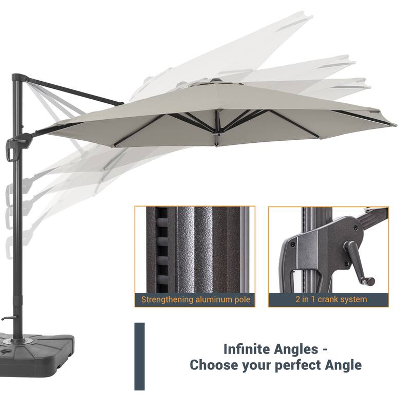 LIVOOSUN 11ft Patio Offset Umbrella Cantilever Umbrella with Base