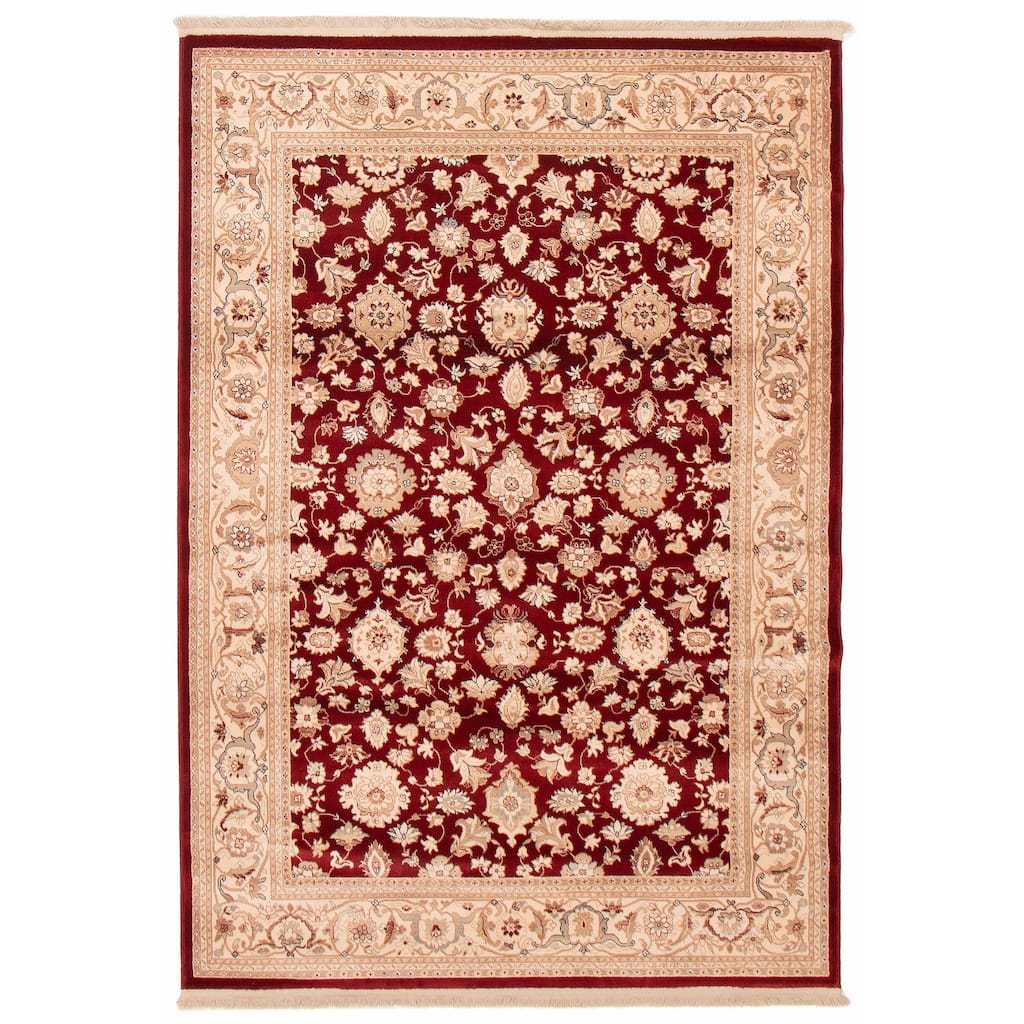 ECARPETGALLERY Machine Woven Lotus Mod Red Polypropylene Rug - 5'3 x 7'8