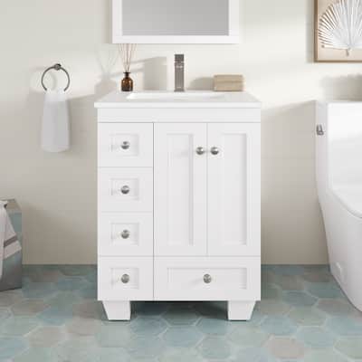 Eviva Acclaim Single Sink Bath Vanity with Carrara Quartz Top and Undermount Porcelain Sink