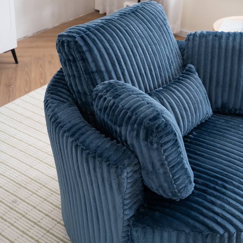 Corduroy Swivel Chair with 4 Pillows