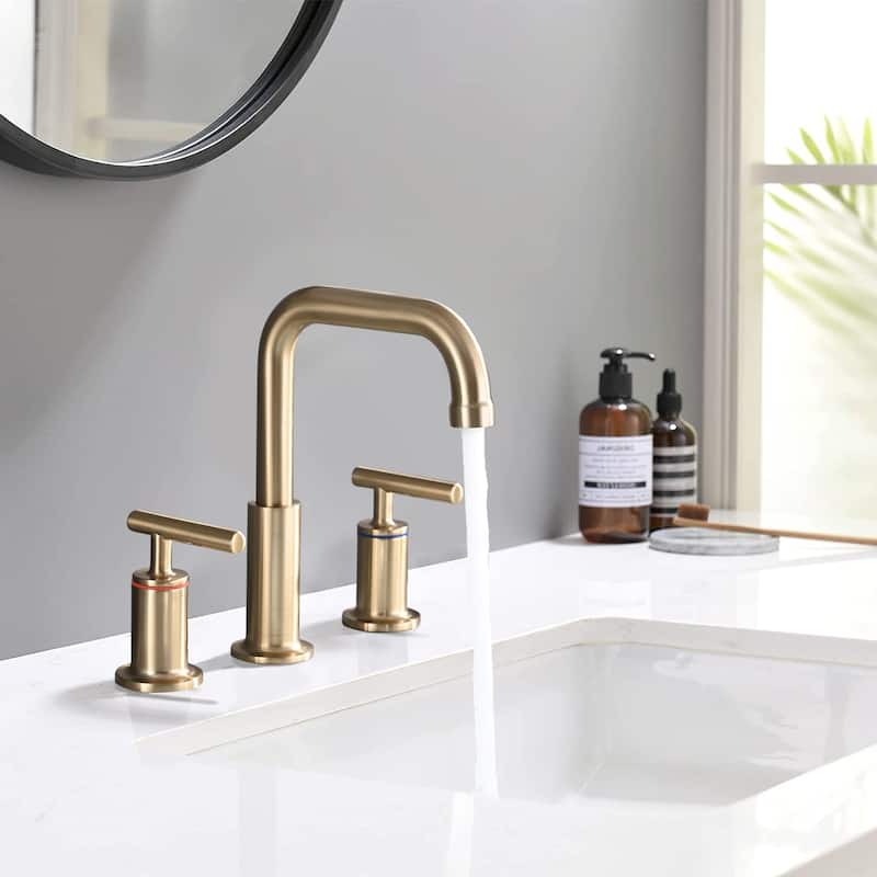 YASINU 8 Inch Luxury Widespread Bathroom Sink Faucet with Pop-Up Drain
