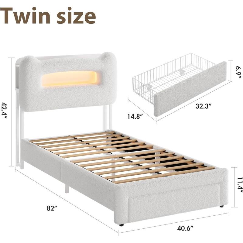 Led Bed Frames, with Storage Headboard and Charging Station