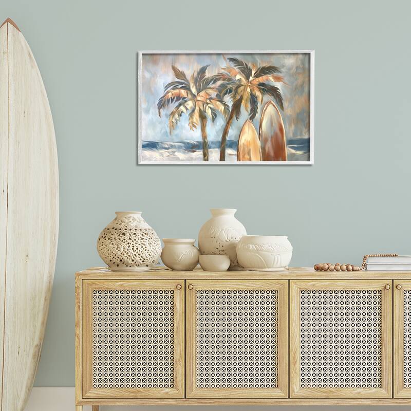 Stupell Warm Tropical Surfboards Framed Giclee Art Design By Ramona Murdock