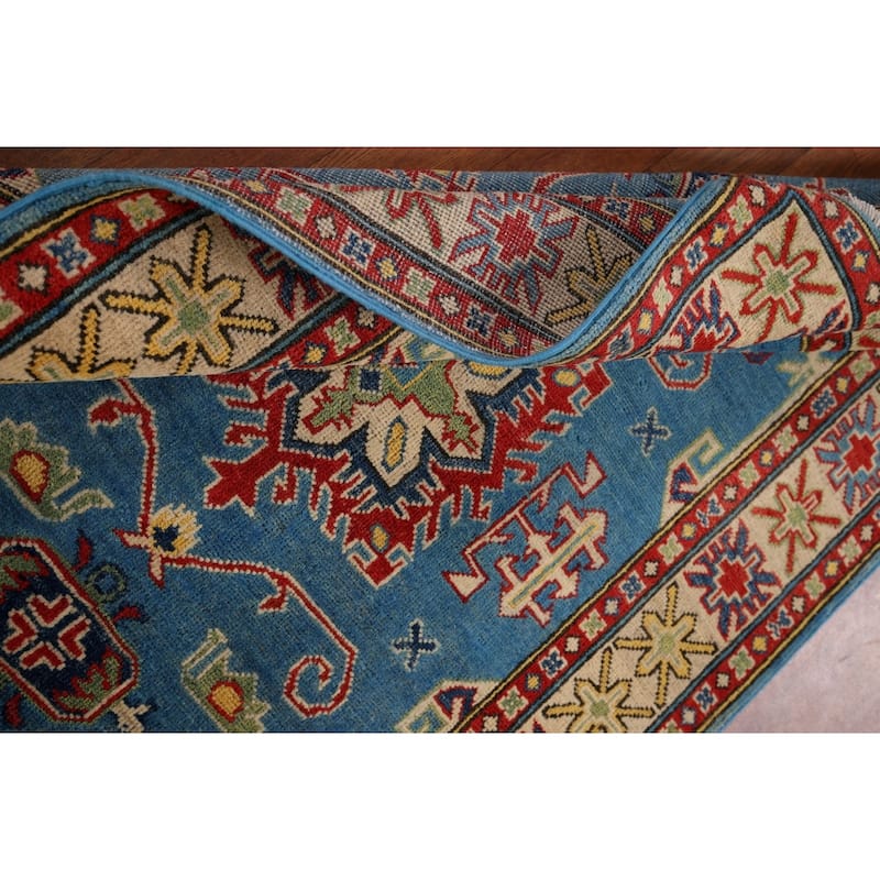Blue Kazak Pakistan Accent Rug Hand-Knotted Wool Carpet - 3'5" x 4'10"