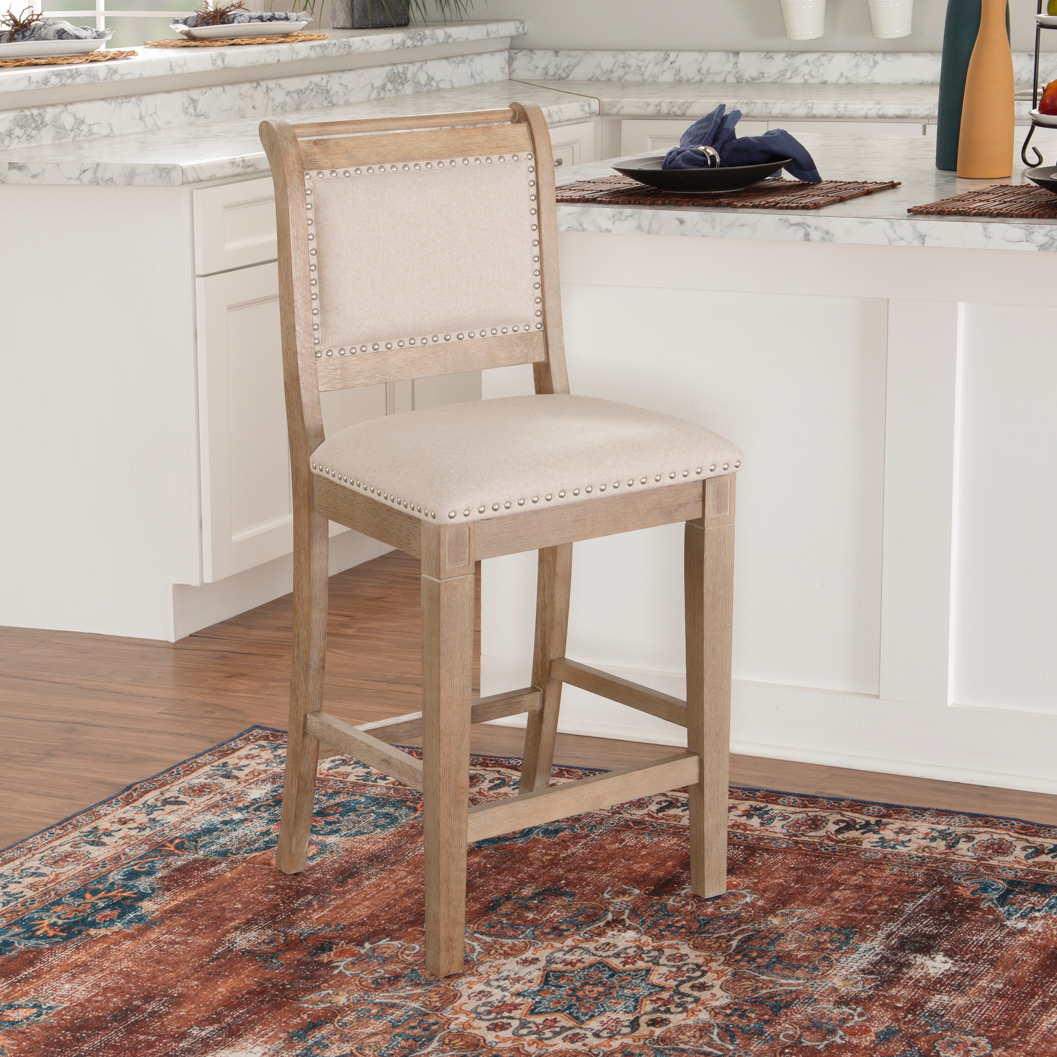 Linon The Gray Barn Natural Farmhouse 26-inch Counter Stool