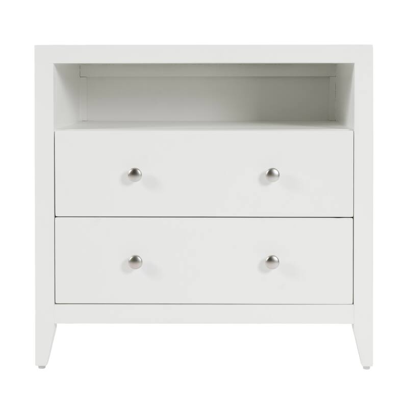 Dana 28 in. W Rectangular Wood 2 Drawer Nightstand with Top Shelf