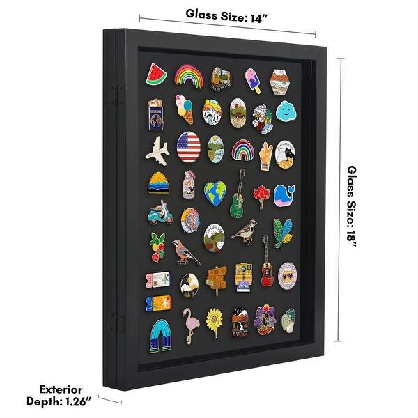 Americanflat 14x18 Pin Display Case Shadow Box for Collectibles with ...
