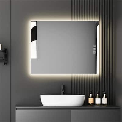 Clear Glass LED Vanity Mirror with Defog, Dimmable Light and Touch Control - 36” x 28”