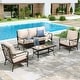 preview thumbnail 119 of 133, MAISON ARTS 4 Pieces Rattan Wicker Patio Furniture Set with Swivel Chairs and Coffee Table for Outdoor Spaces Fixed Chair - Beige