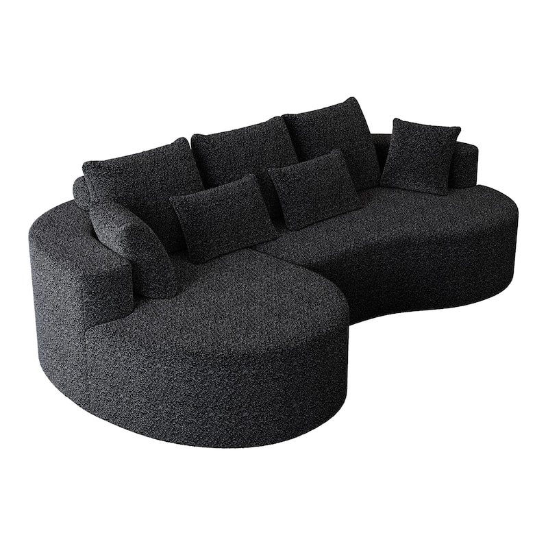 L-Shaped Curved Cloud Sectional Couch, Oversized Chenille Upholstered 4-Seater Sofa, Full Compressed Corner Sofa with 7 Pillows
