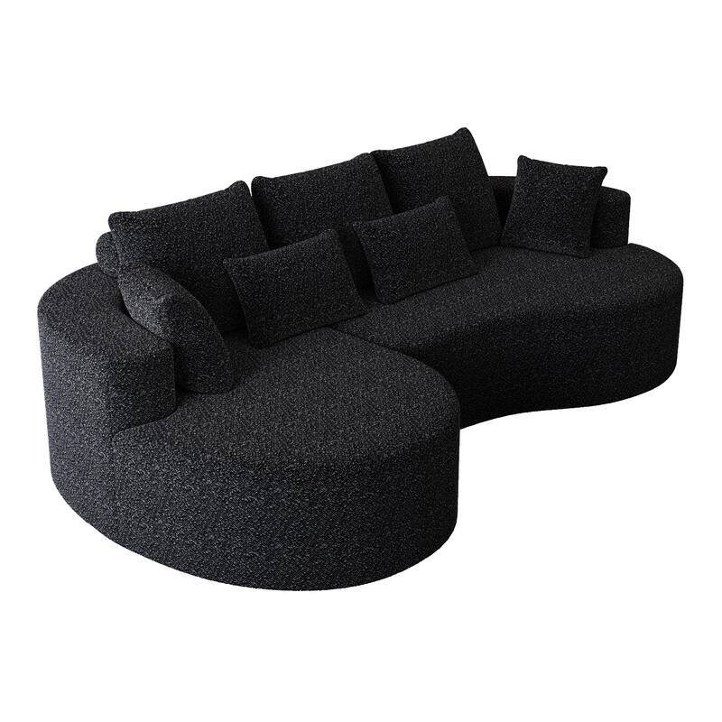 Modern Free Combination Chenille Extra Deep & Wide 4-Seater Sectional Sofa with 7 Pillows