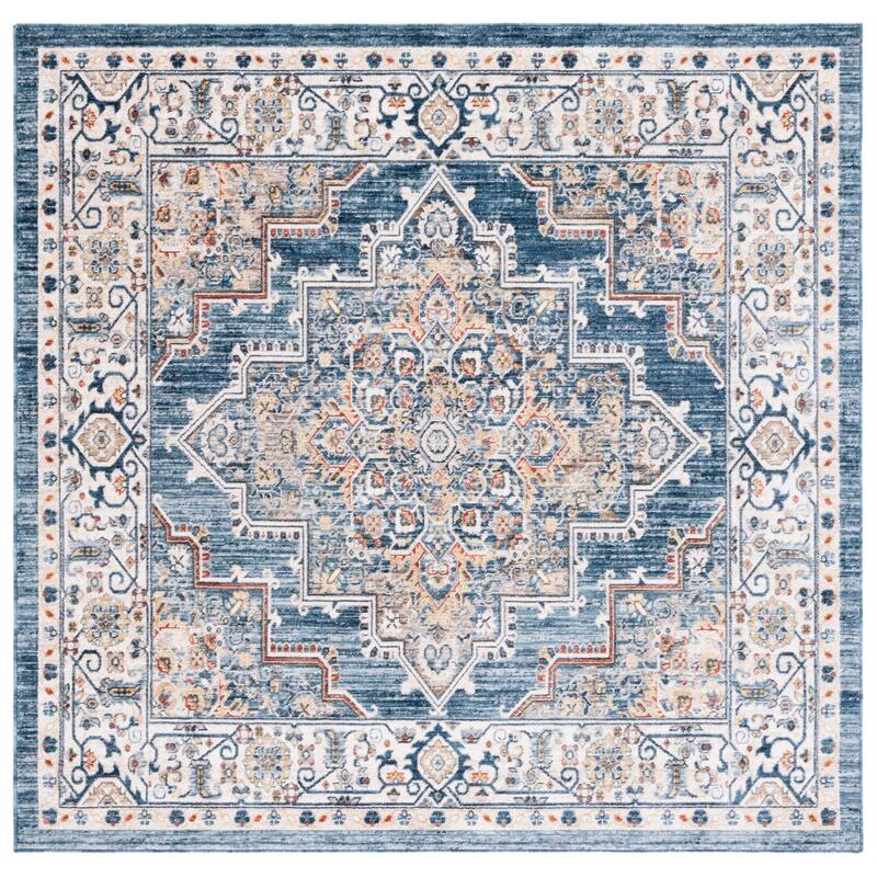 SAFAVIEH, Olympia Desdemona Abstract Rug - 6' Square - Blue/Beige