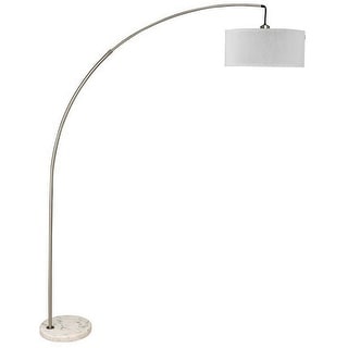 Floor Lamp with Arched Extendable Neck and Marble Base, Silver