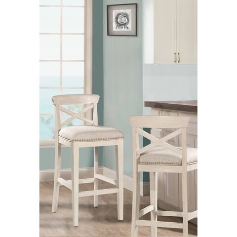 Hillsdale Furniture Bayview Bar Wood Height Stool, Set of 2, White Wire Brush - 40.5H x 20W x 18.5D; Seat Height: 30H