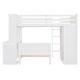 preview thumbnail 40 of 43, Twin Over Twin Size Bunk Bed Wooden Loft Bed with Wardrobe, Desk, Shelves, Safety Guardrail and Ladder