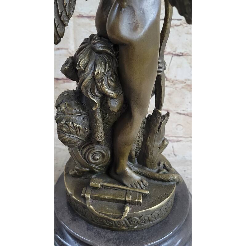 Ipos Fallen Angel W/ Lion Pelt Hot Cast Bronze Sculpture Statue Clical Decor