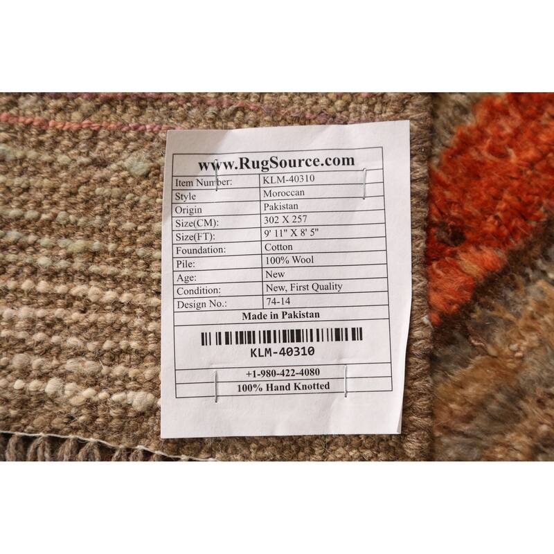 All-Over Geometric Moroccan Oriental Area Rug Hand-Knotted Wool Carpet - 8'5" x 9'11"