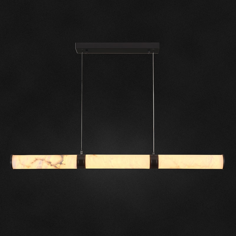 KAYLA L47.2in Alabaster Chandelier,Brass LED Chandeliers - 47.2in