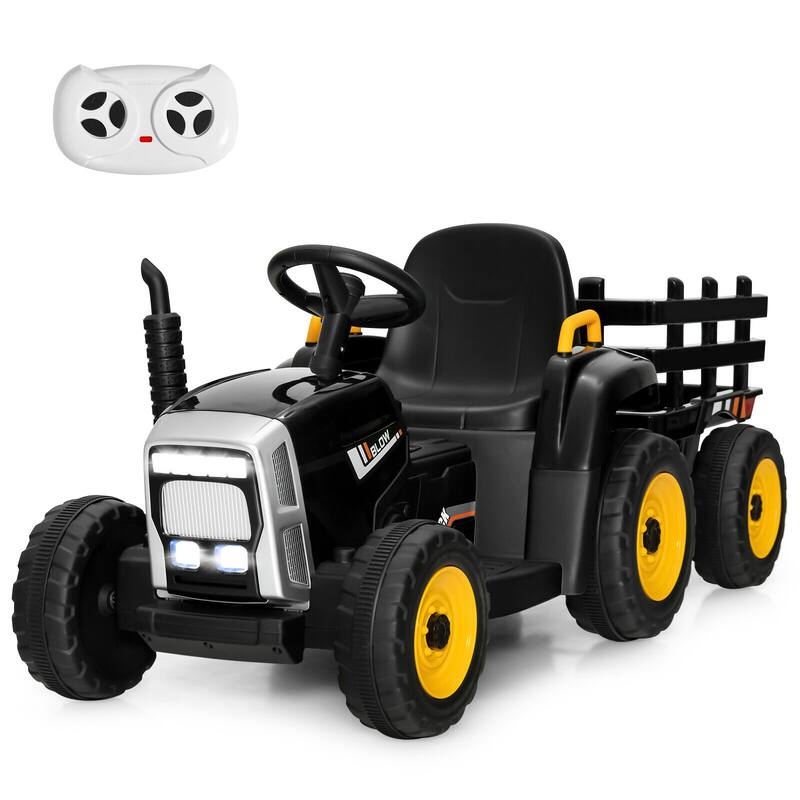 12V Rechargeable Battery Kids Ride-On Tractor with Trailer and Parental Remote Safety Belt - 53" x 20" x 20.5"
