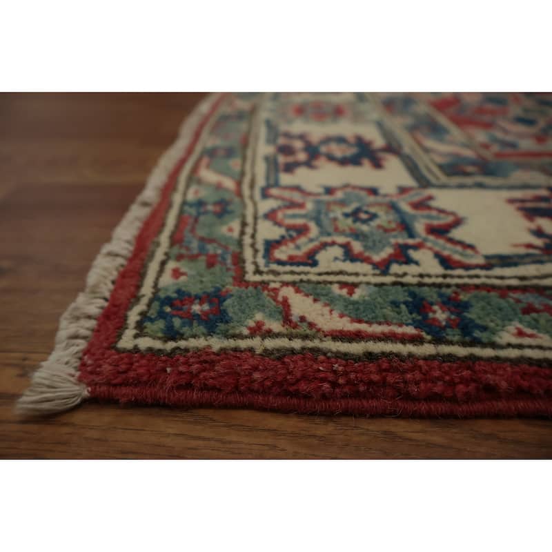 Hand Knotted Oriental 100% Wool Carpet Traditional Geometric Red Kazak Area Rug - 6' 0'' X 4' 0''
