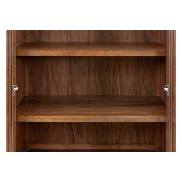 Mid-Century Modern Wood Dining Display Cabinet, Fully Assembled, Brown