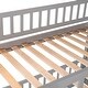 preview thumbnail 31 of 29, Twin Over Twin Low Bunk Bed, Open-row Floor Bed with Fence and Small Door, Bunk Bed Frame with Ladder and Convertible Slide