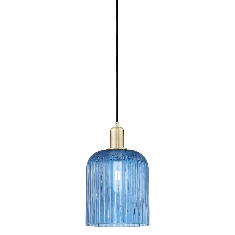 Innovations Lighting 716-1P-14-8 Bridal Veil Pendant Bridal Veil 8" - Antique Brass / Blue