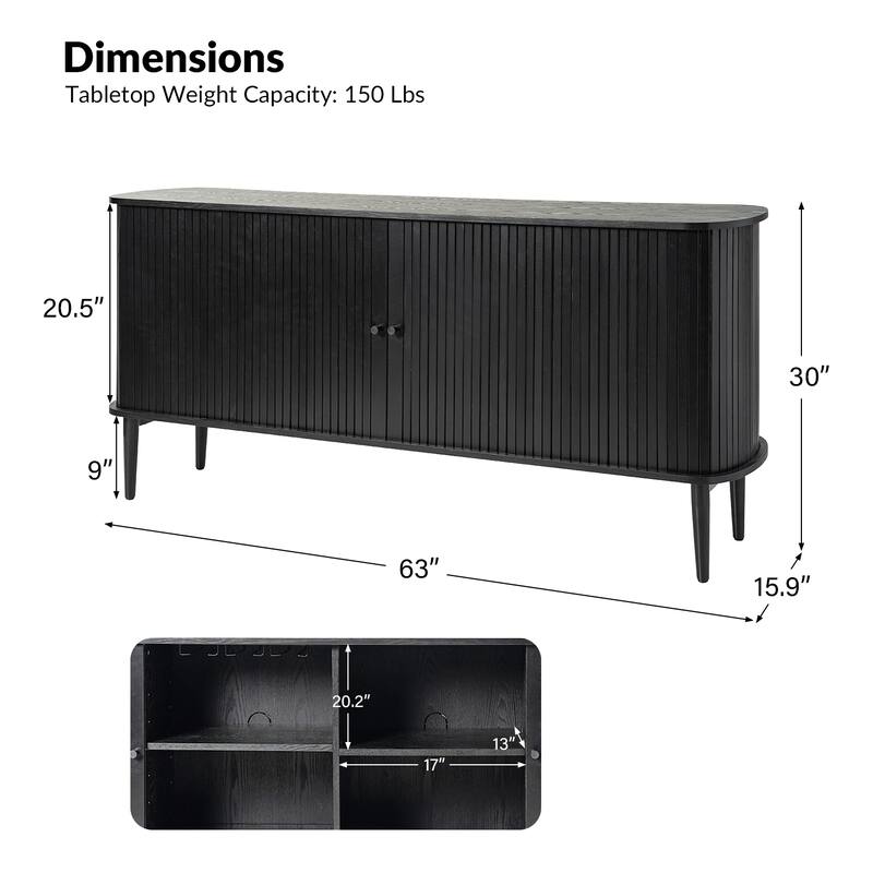 Franz Modern 63"Wide Sideboard with adjustable shelf by HULALA HOME