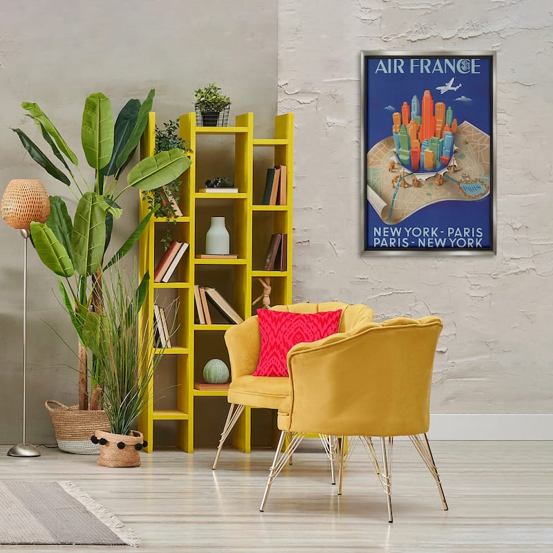 Stupell Air France Vintage Travel Framed Floater Canvas Wall Art Design By Marcus Jules