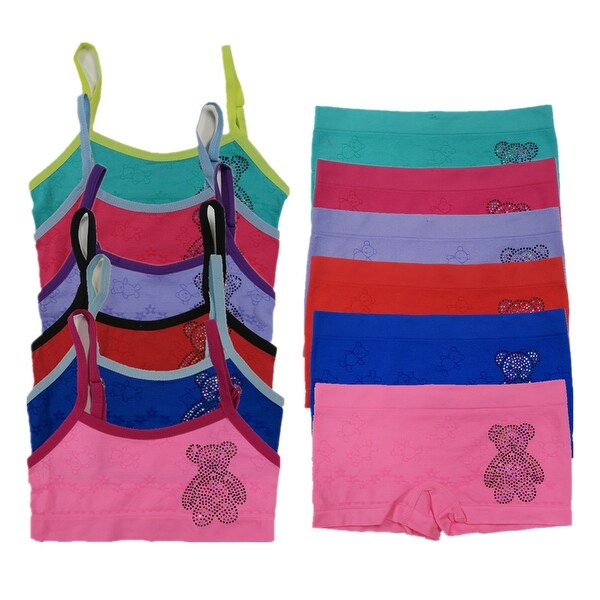Girl's 6 Pack Seamless Tear Bear Rhinestones Underwear Set